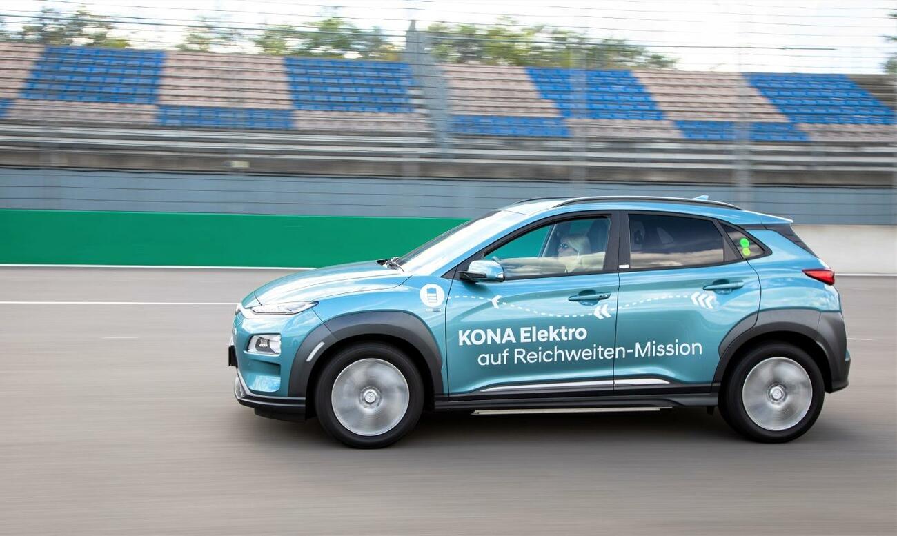 El eléctrico Hyundai Kona en la prueba en la que superó 1.000 km de autonomía