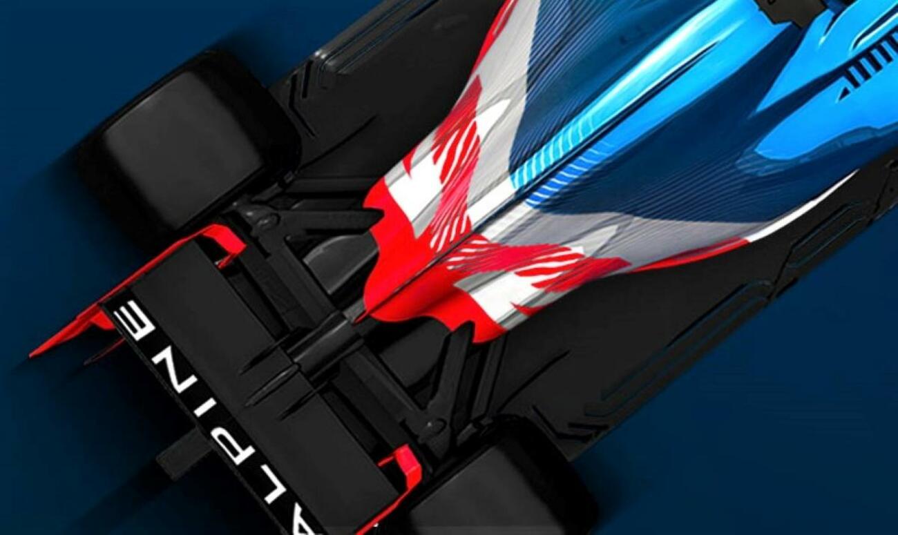 Simulación de un coche de F1 de Alpine de Renault