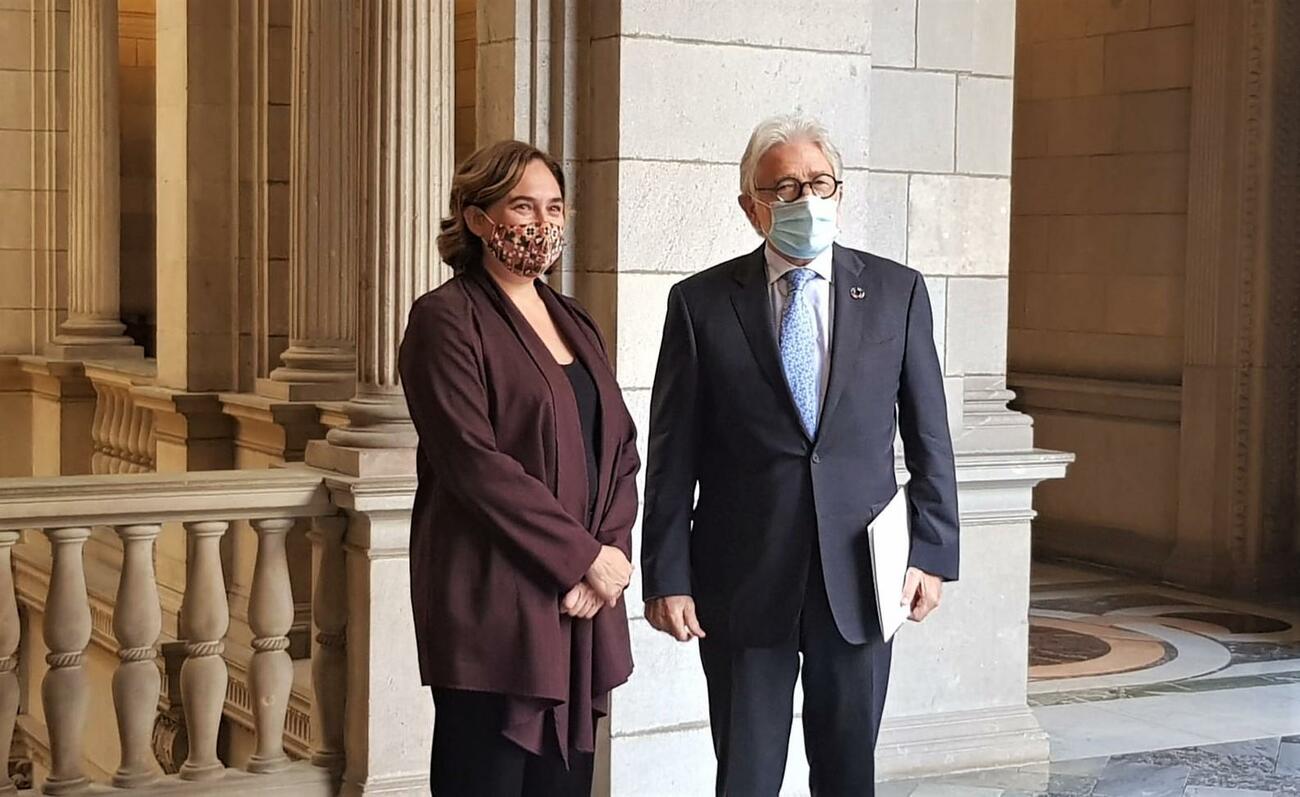 Ada Colau y Josep Sánchez Llibre, presidente de Foment / FOMENT