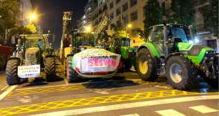 Tractores en el centro de Barcelona