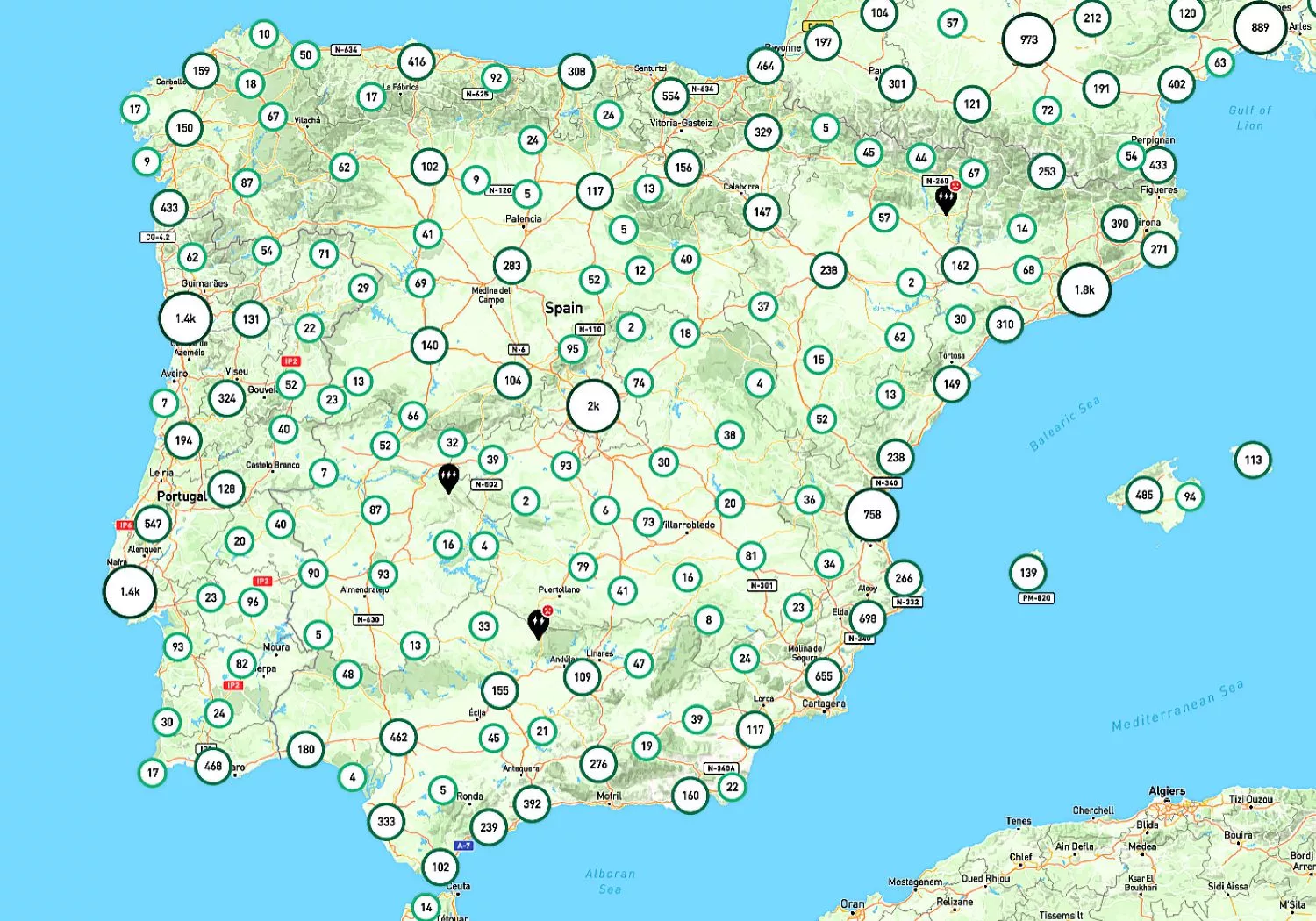 Mapa de puntos de carga de Electromaps Mapa de puntos de carga de Electromaps