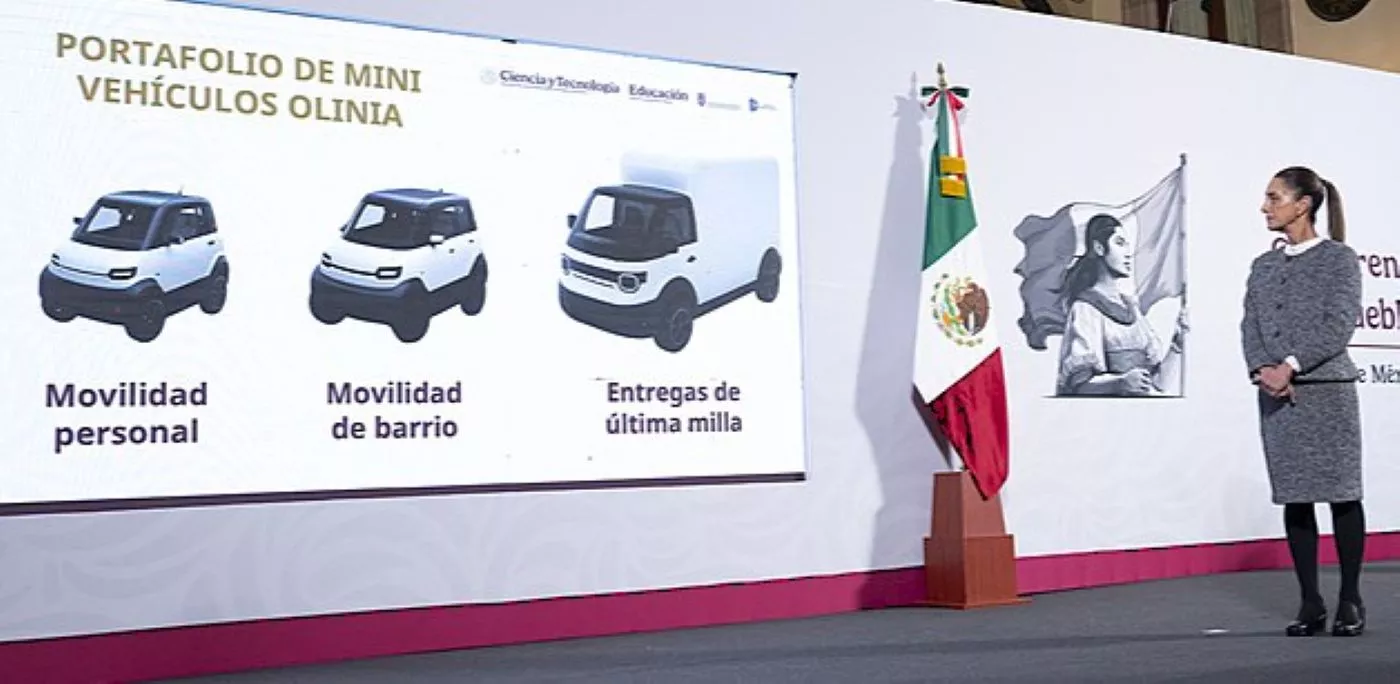 La presidenta mexicana, Claudia Sheinbaum, presentación Olinia, el auto eléctrico de México