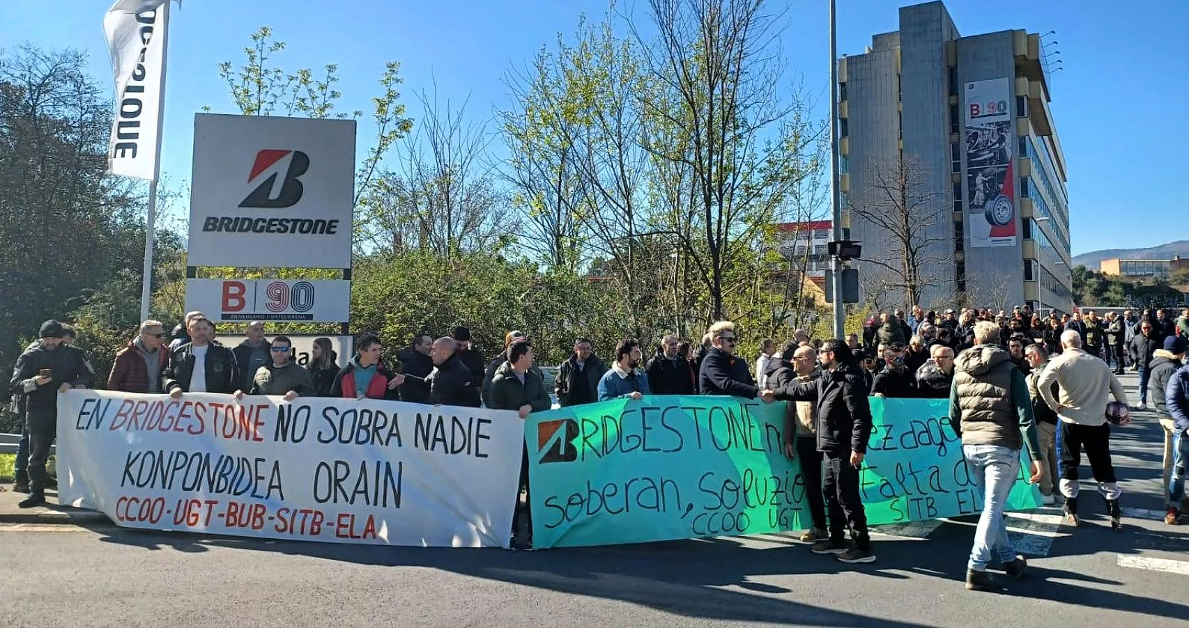 Protesta de trabajadores de Bridgestone en Basauri
