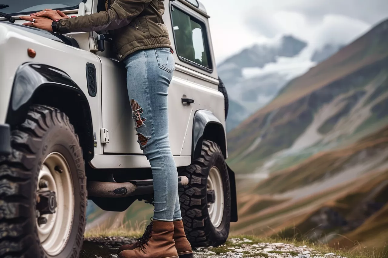 Jeep traveling with off road car