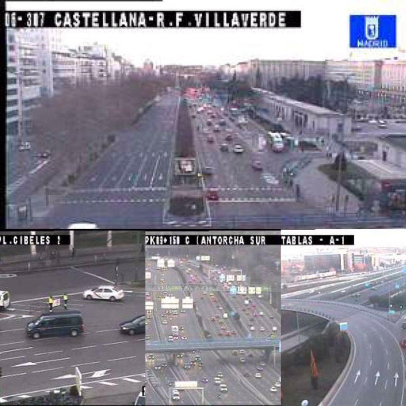 Vista de varias cámaras de Madrid para controlar el tráfico