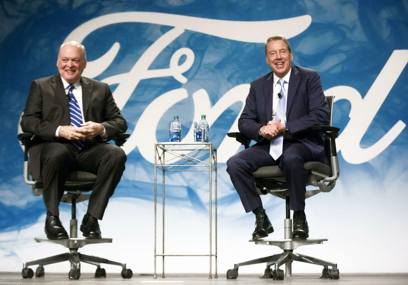 El consejero delegado de Ford, Jim Hackett y el presidente de Ford, Bill Ford