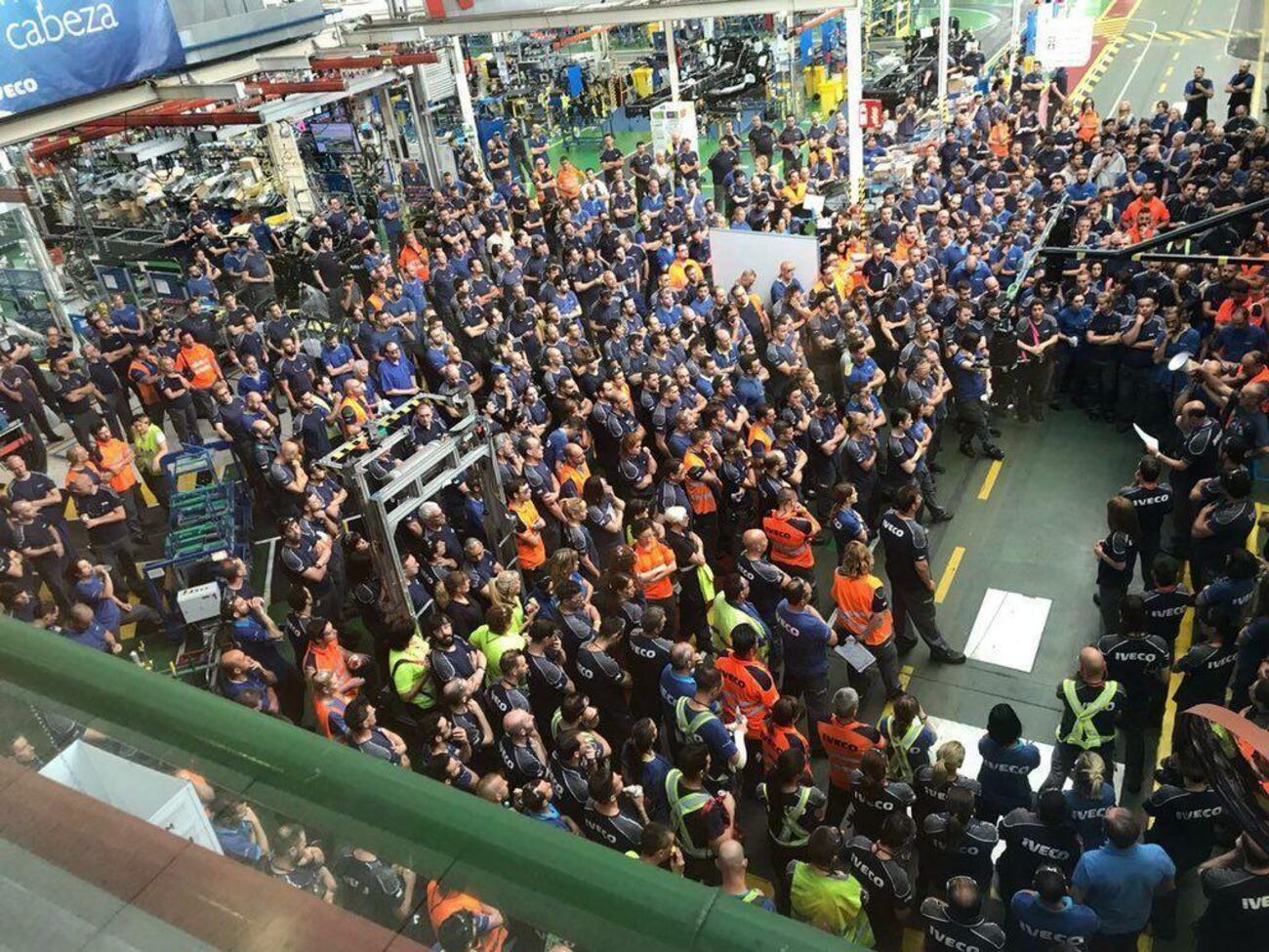 Trabajadores de la planta de Iveco de Madrid durante una huelga en 2018 Trabajadores de la planta de Iveco de Madrid durante una huelga en 2018