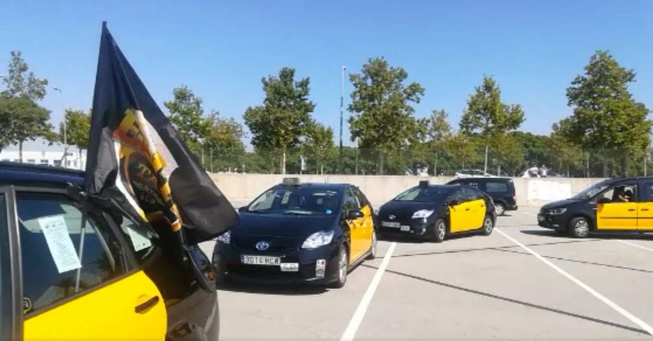 Imagen de la huelga de taxis en Barcelona