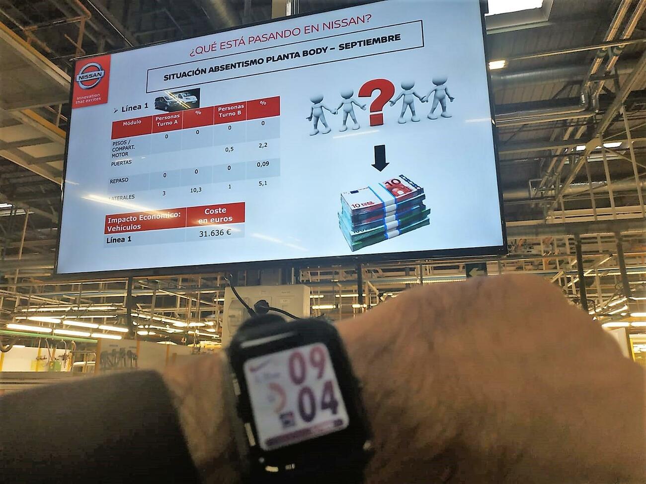 Nissan informa a los trabajadores del coste de las ausencias de sus compañeros en la fábrica de Barcelona