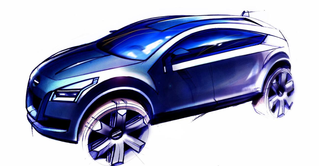 Boceto del primer prototipo del Nissan Qashqai, que popularizó los SUV / NISSAN Boceto del primer prototipo del Nissan Qashqai, que popularizó los SUV / NISSAN