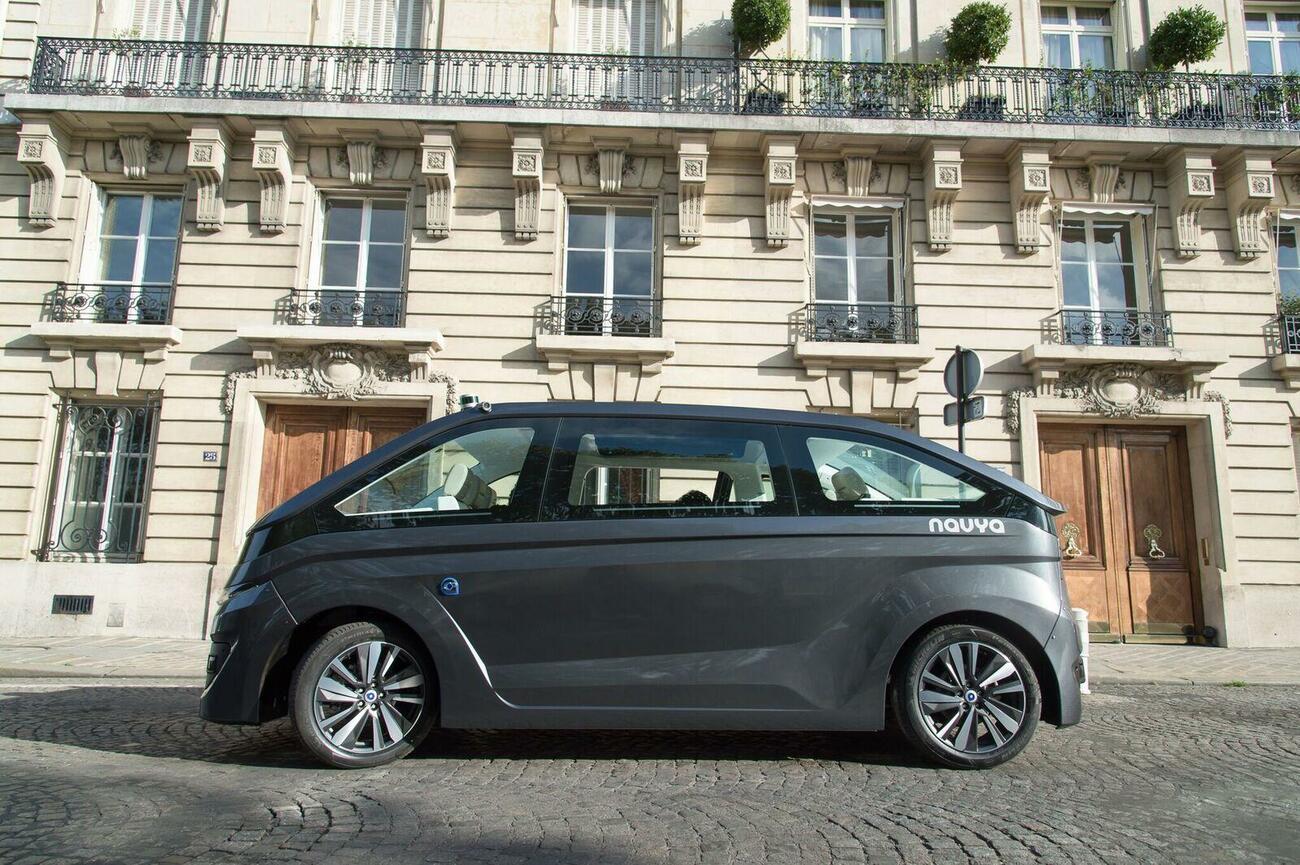 Robotaxi Navya que se presenta en Smart City World Expo Congress de Barcelona