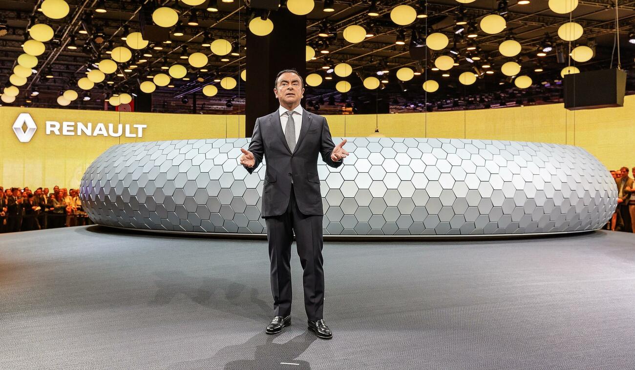 Carlos Ghosn en una presentación de Renault