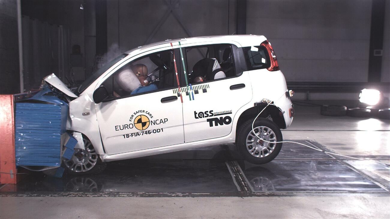 Prueba de choque del modelo Fiat Panda, que no logró ninguna estrella de Euro Ncap