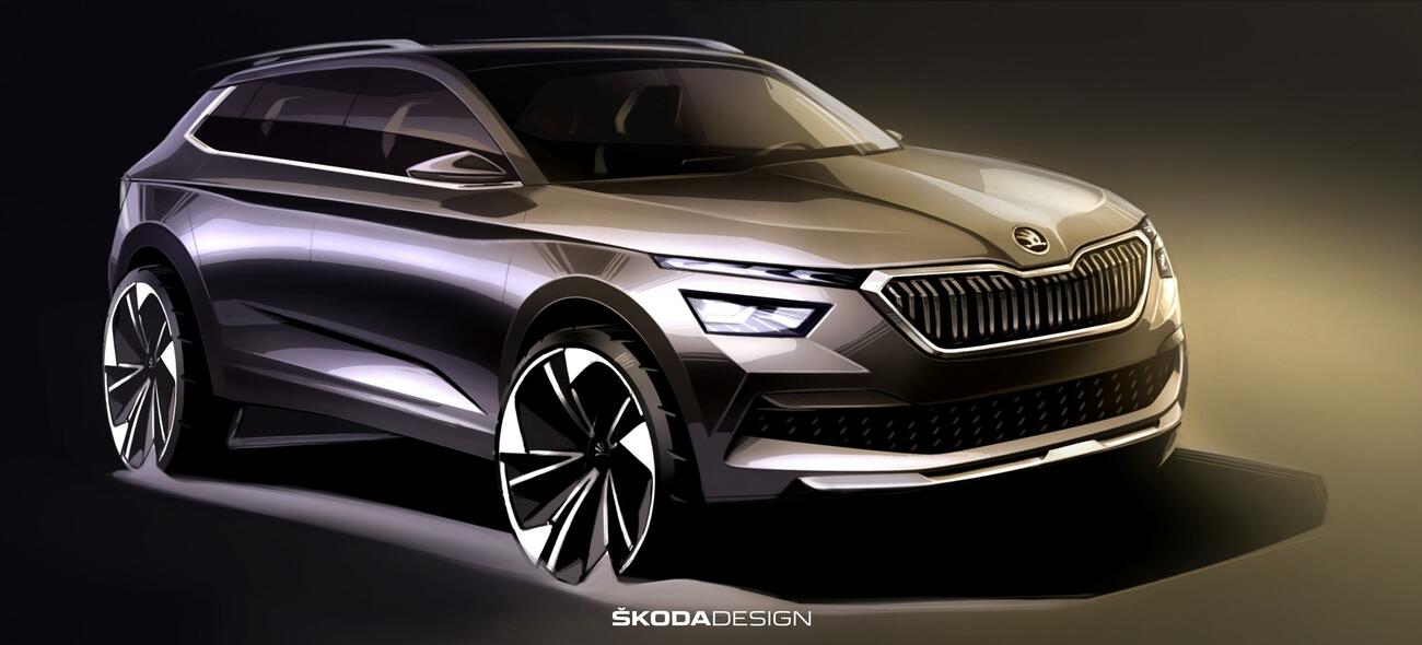 Dibujo del nuevo SUV Skoda Kamiq / SKODA Dibujo del nuevo SUV Skoda Kamiq / SKODA