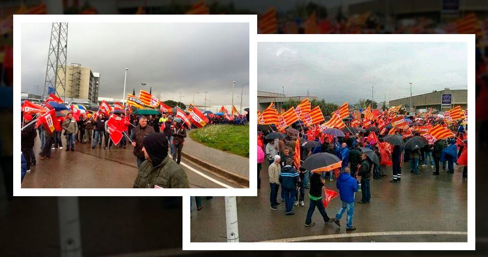 Protesta de delegados sindicales frente a Seat, de RAMON FERRER (Twitter), y Concentración el jueves en Martorell, de M.S. MILIAN (Twitter)