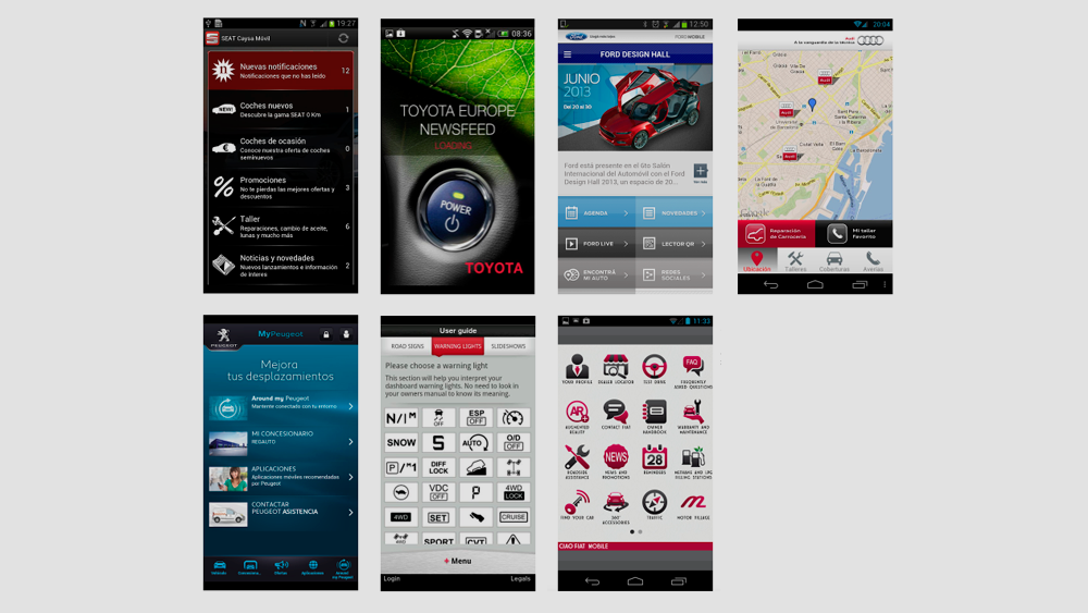 Capturas de las apps de algunas marcas de coches
