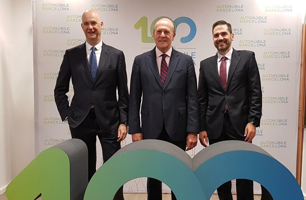 Ricard Zapatero, Enrique Lacalle y José Miguel García, en la presentación de Automobile Barcelona