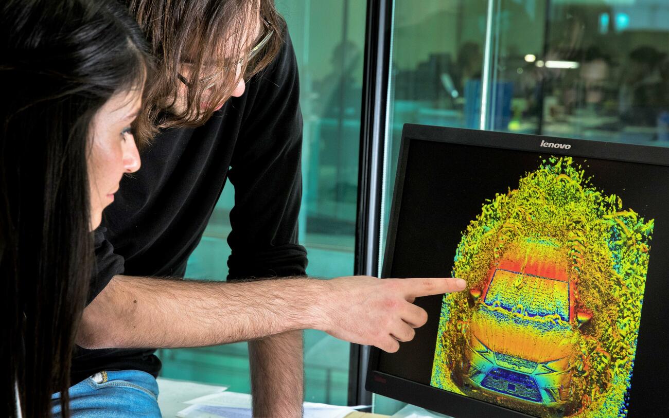 Análisis del viento sobre un coche de Seat en la supercomputadora Marenostrum