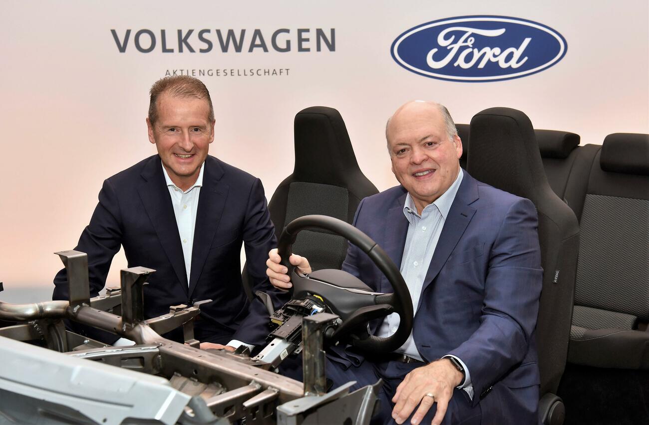 Los presidentes de Volkswagen y Ford, Herbert Diess y Jim Hackett Los presidentes de Volkswagen y Ford, Herbert Diess y Jim Hackett