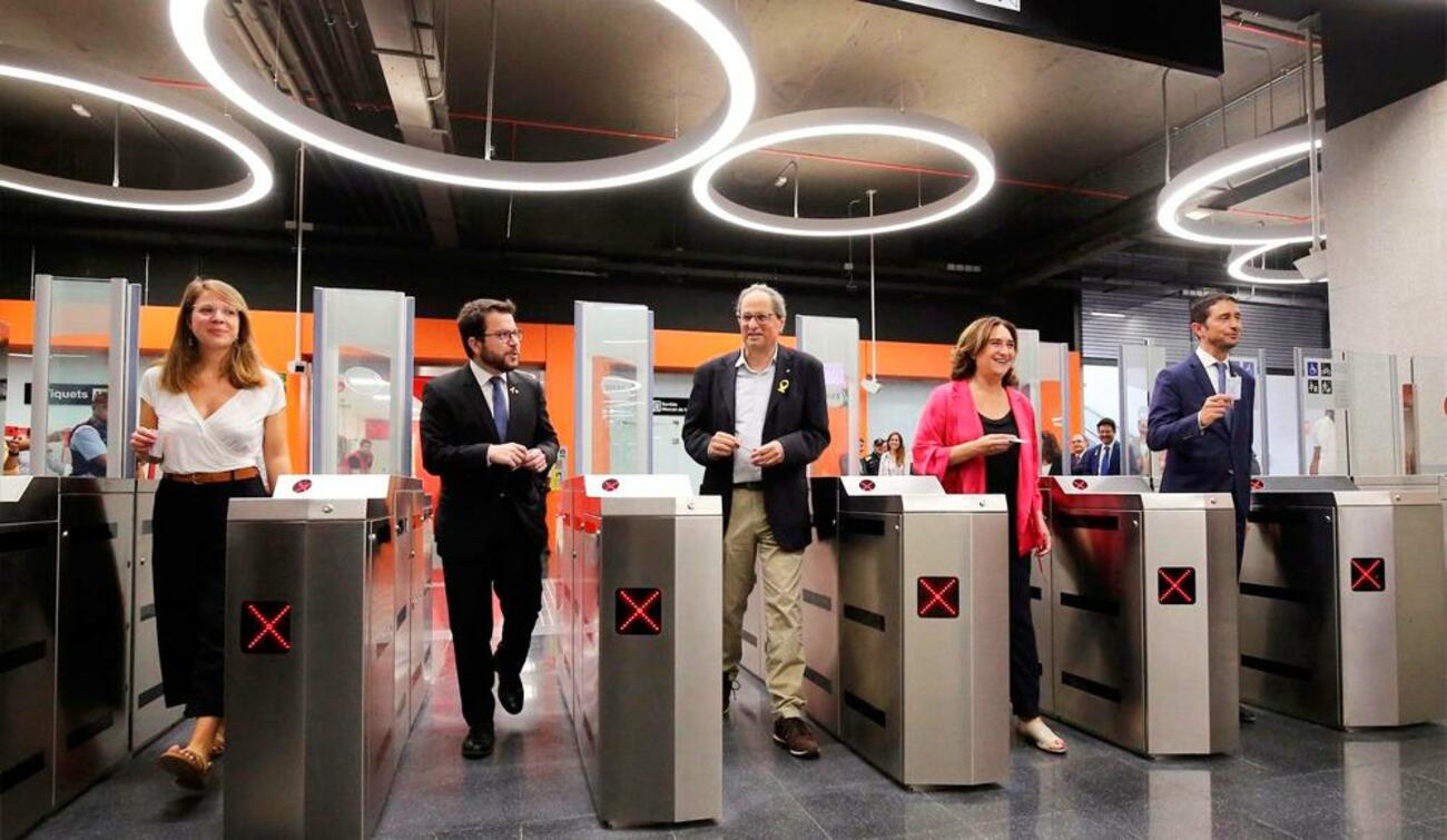 Pere Aragonés durante la inauguración de la L10 Sur del Metro de Barcelona / ARCHIVO