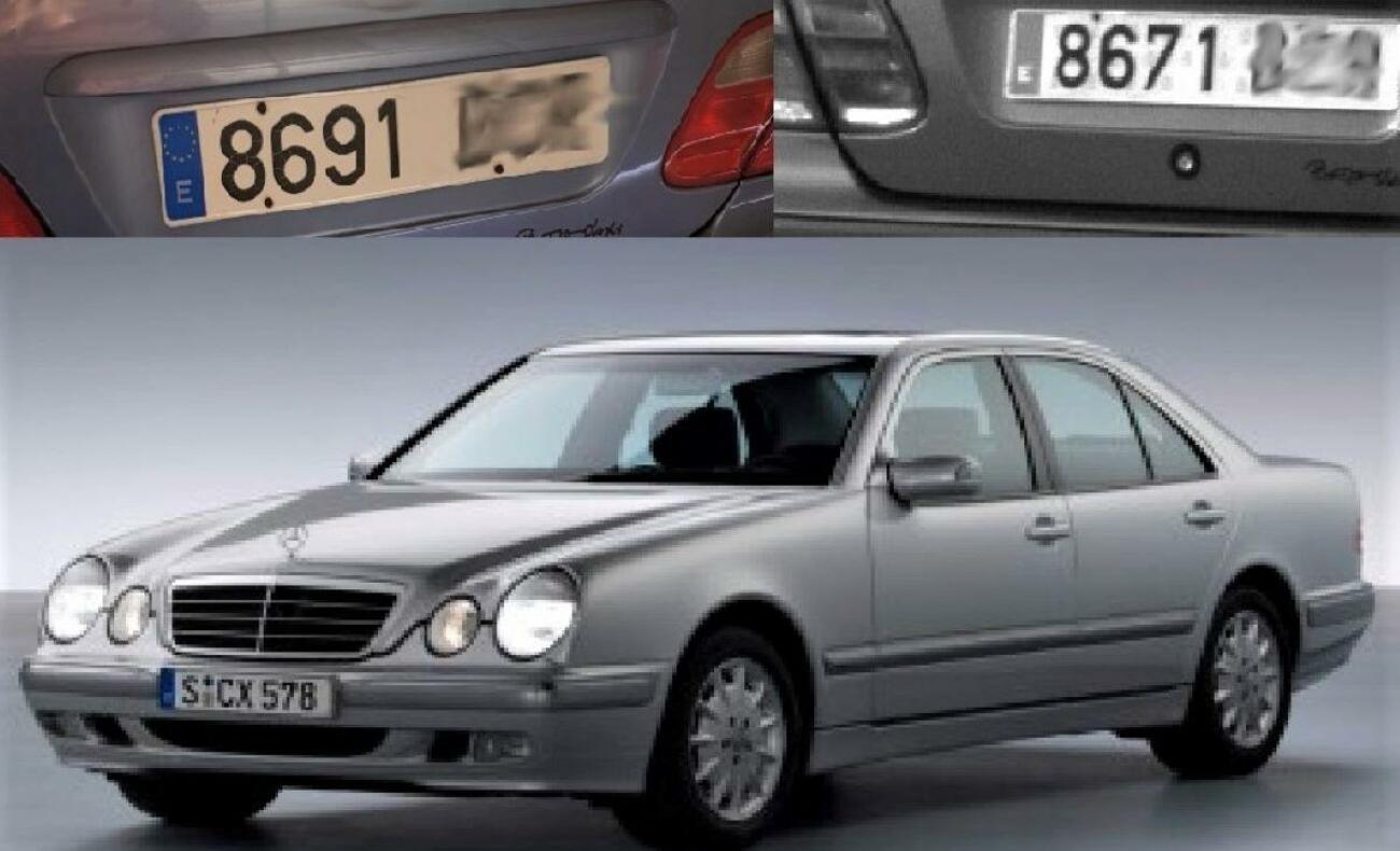 Matricula real y falsificada y un Mercedes como el de la mujer denunciada por los Mossos Matricula real y falsificada y un Mercedes como el de la mujer denunciada por los Mossos