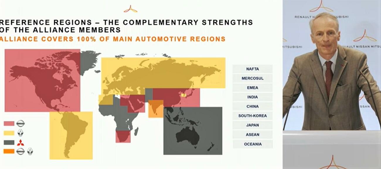 El presidente de la alianza Renault Nissan Mitsubishi, Jean Dominique Senard, explica la estrategia