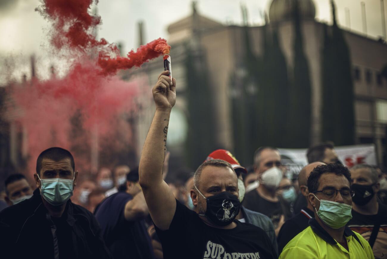 Trabajadores de Nissan durante una protesta en Barcelona / EP