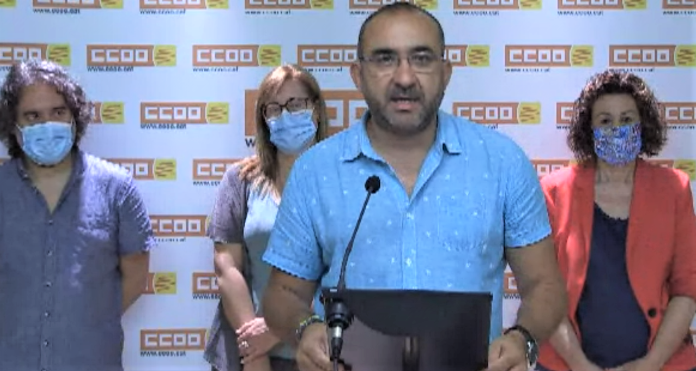 Javier Pacheco (CCOO de Cataluña), en una rueda de prensa 'online' Javier Pacheco (CCOO de Cataluña), en una rueda de prensa 'online'