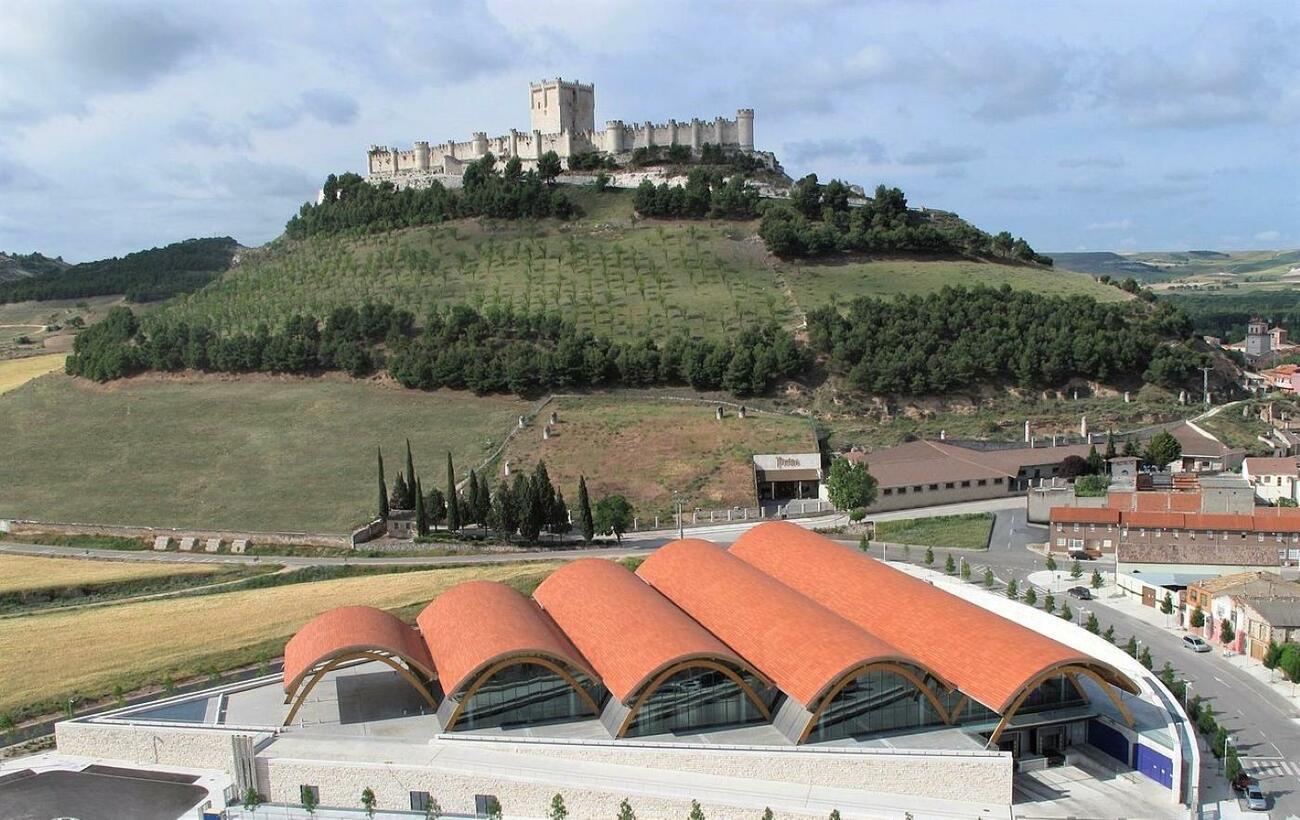 Una bodega junto al castillo de Peñafiel en la ruta por Ribera del Duero Una bodega junto al castillo de Peñafiel en la ruta por Ribera del Duero